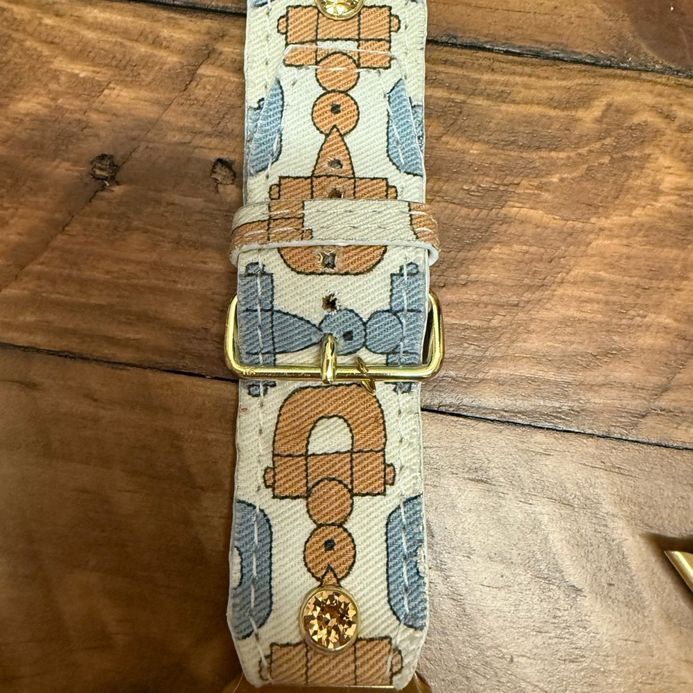 Spark’l Bands Authentic Upcycled Blue and Tan Gucci Horsebit watch band